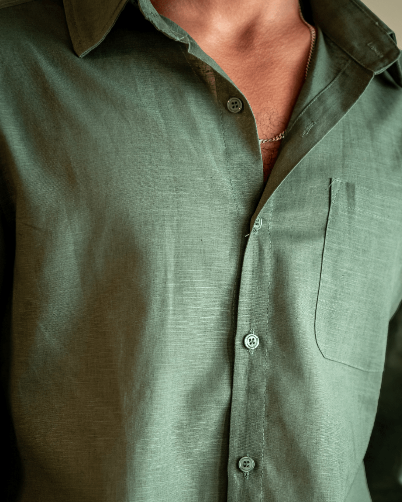 CAMICIA DI LINO CON TEXTURE COSTIERA