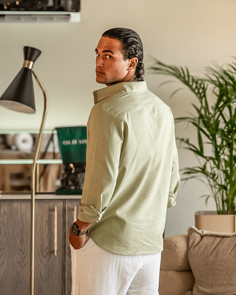 CAMICIA DI LINO CON TEXTURE COSTIERA