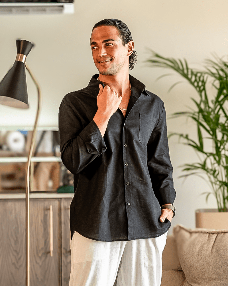 CAMICIA DI LINO CON TEXTURE COSTIERA