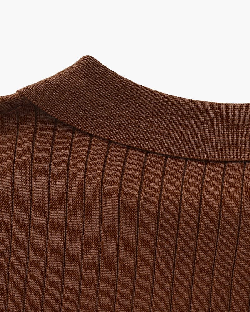 VILLASIMIUS RIB OPEN-COLLAR POLO