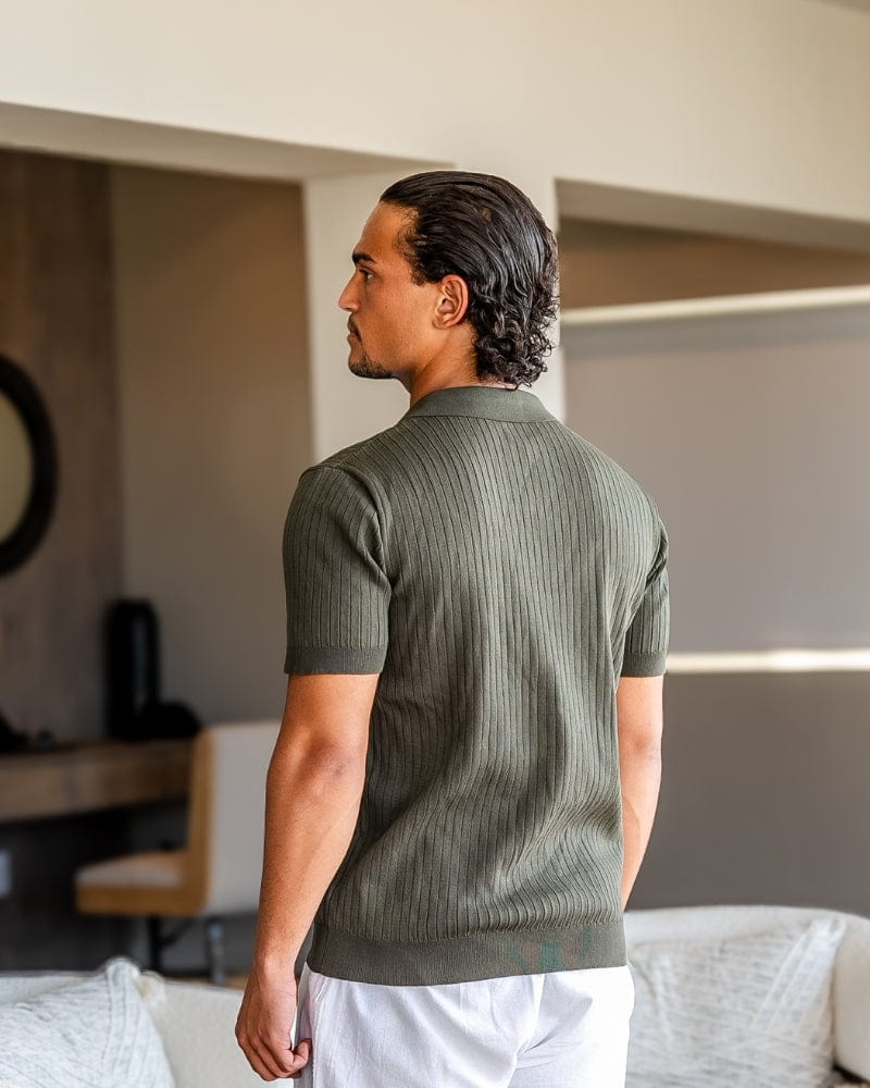 VILLASIMIUS RIB OPEN-COLLAR POLO