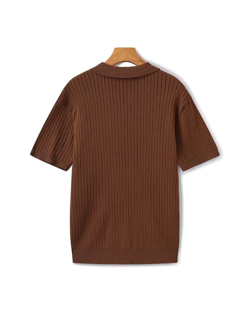 VILLASIMIUS RIB OPEN-COLLAR POLO