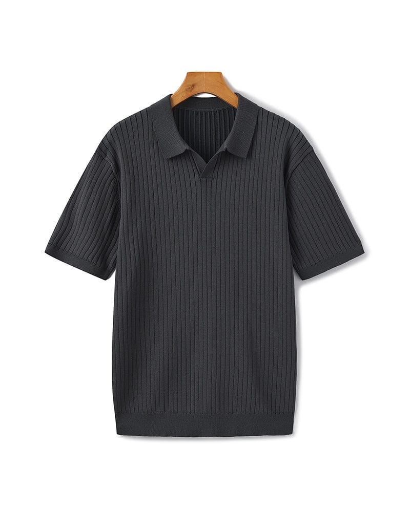 VILLASIMIUS RIB OPEN-COLLAR POLO