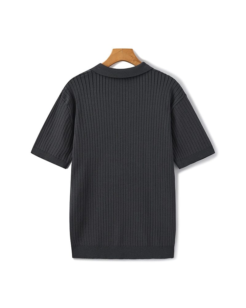VILLASIMIUS RIB OPEN-COLLAR POLO