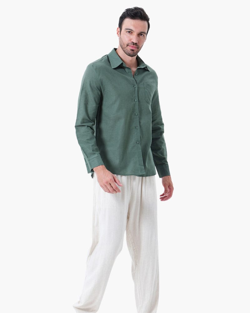 CAMICIA DI LINO CON TEXTURE COSTIERA
