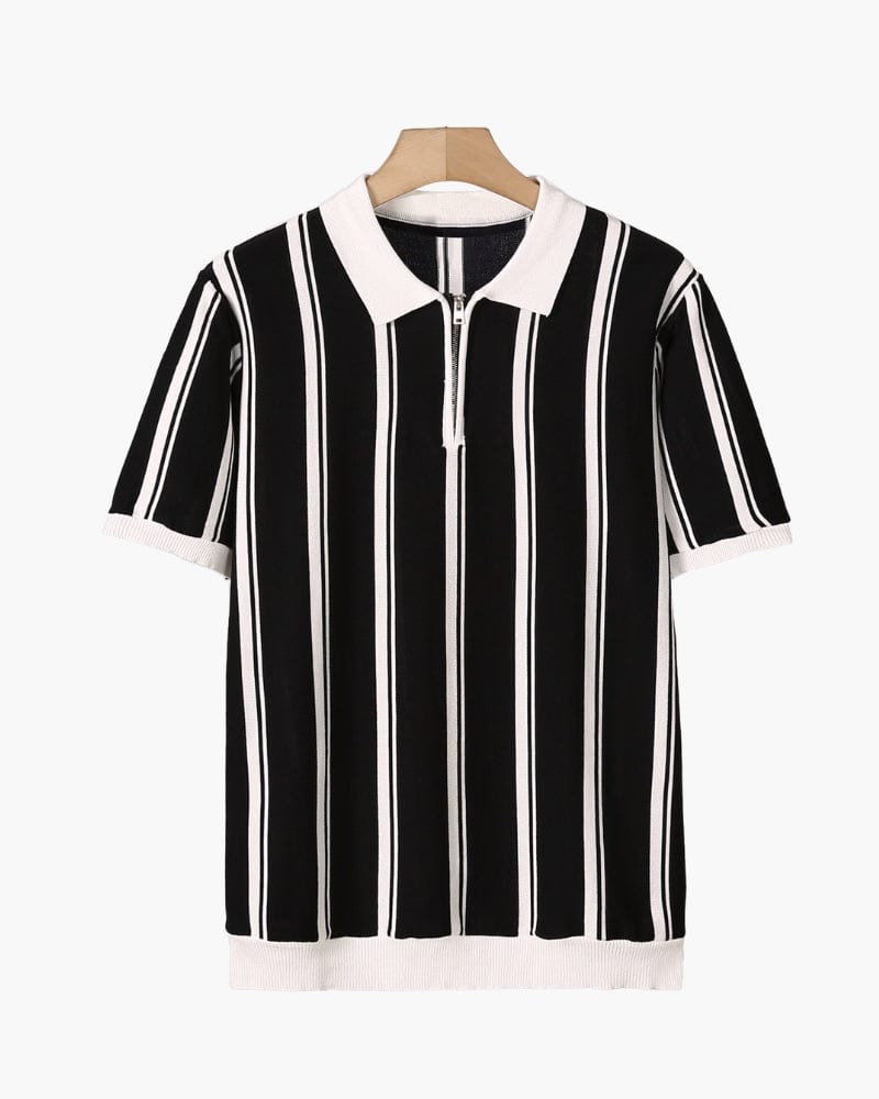 BELLAGIO STRIPED ZIP POLO