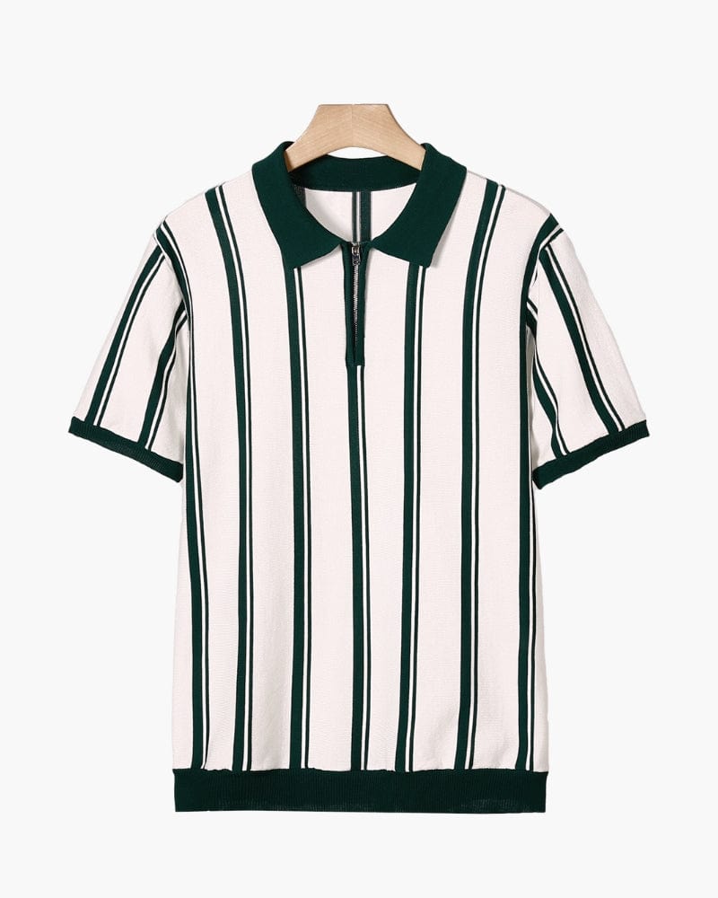 BELLAGIO STRIPED ZIP POLO