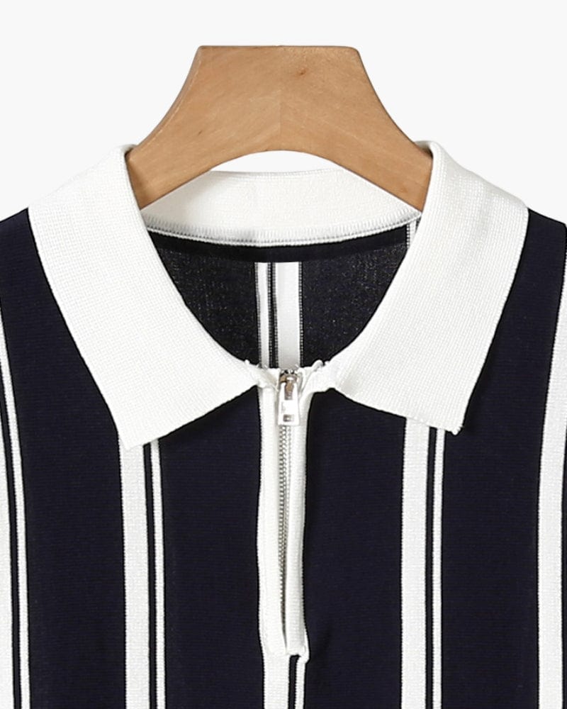 BELLAGIO STRIPED ZIP POLO