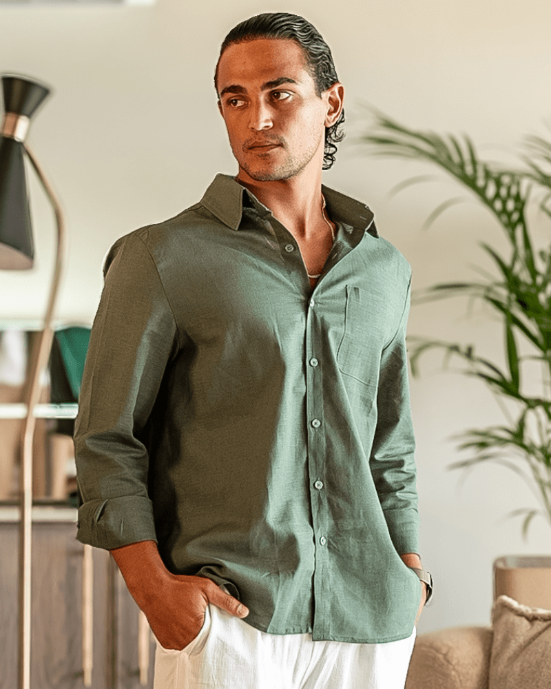 SERENE COASTAL TEXTURE LINEN SHIRT