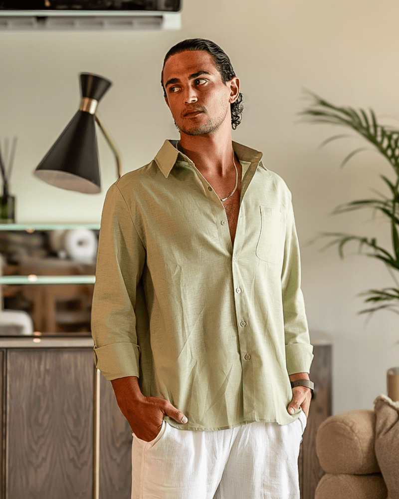 CAMISA DE LINHO DE TEXTURA COSTEIRA SERENA