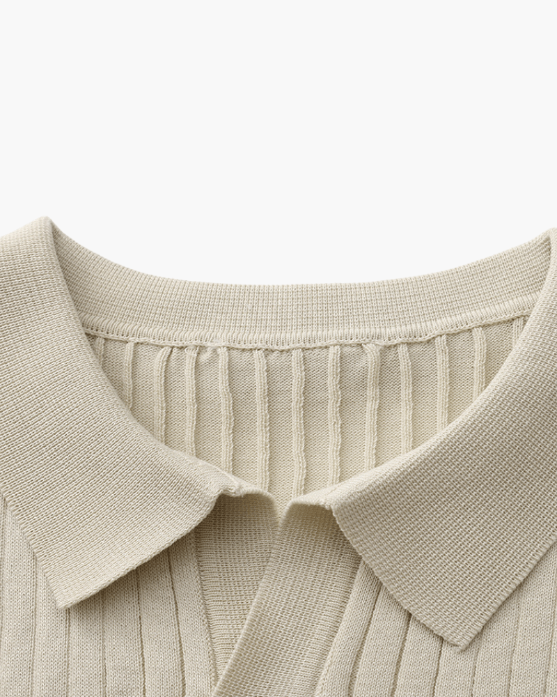 VILLASIMIUS RIB OPEN-COLLAR POLO