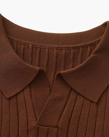 VILLASIMIUS RIB OPEN-COLLAR POLO