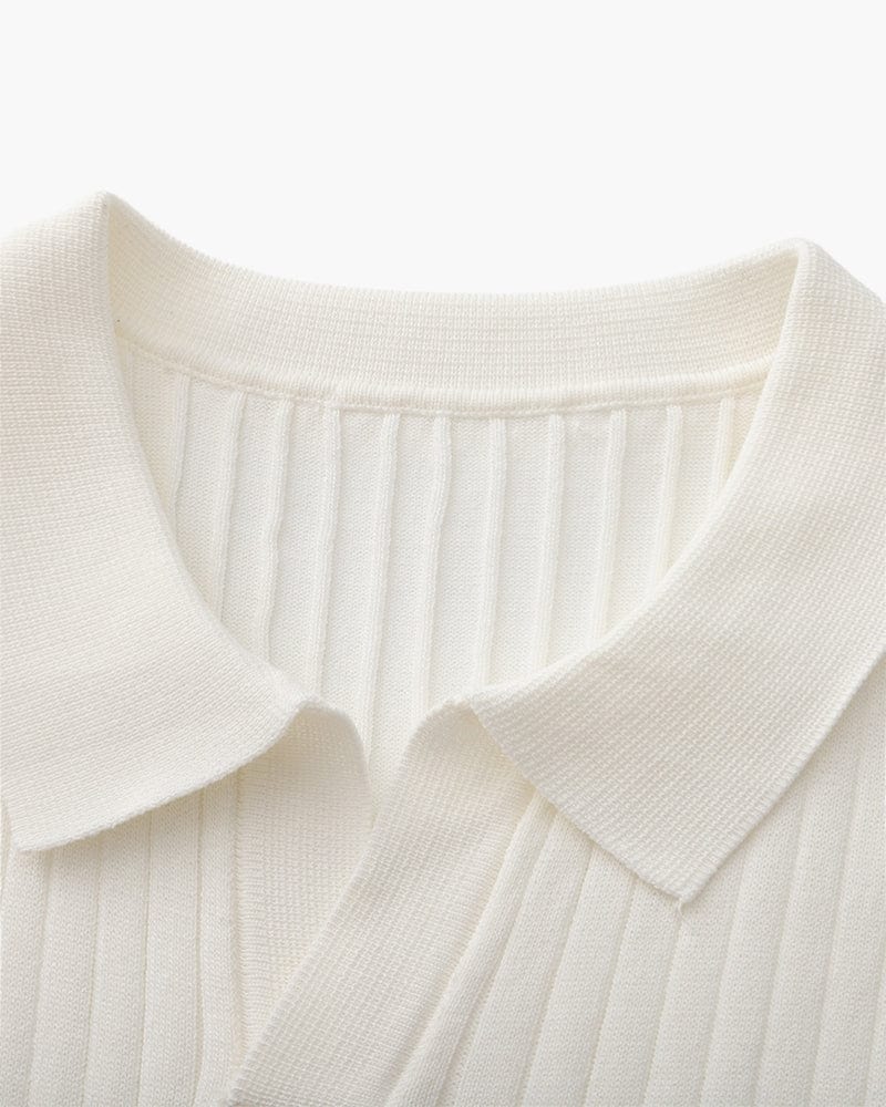 VILLASIMIUS RIB OPEN-COLLAR POLO