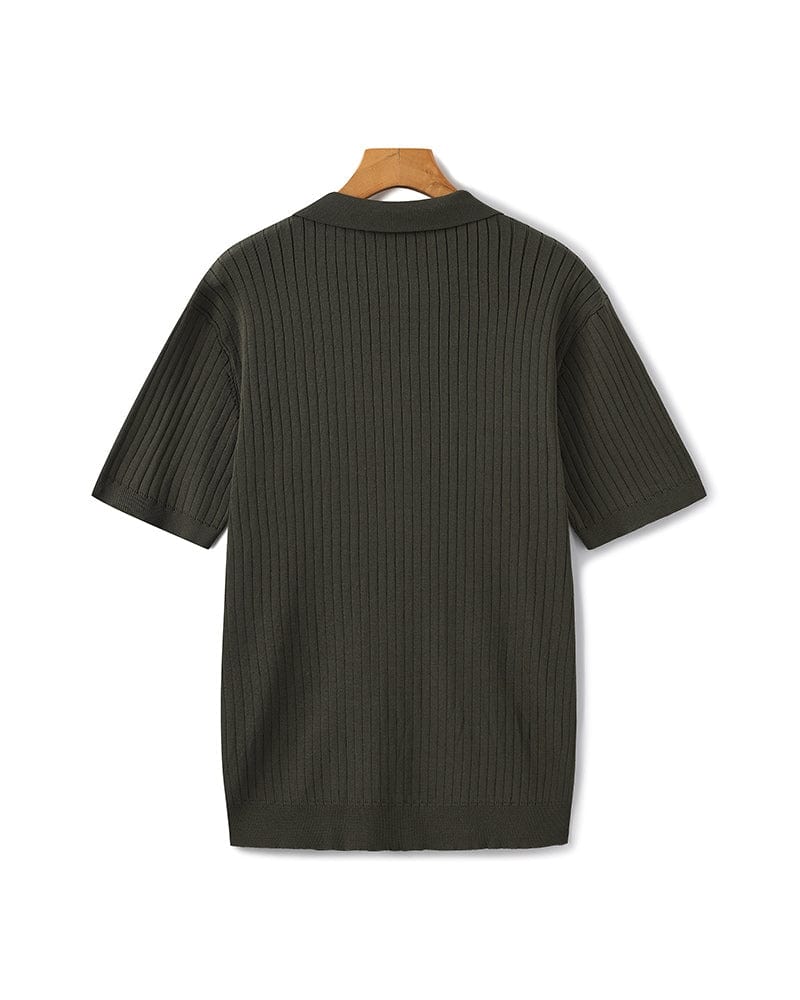 VILLASIMIUS RIB OPEN-COLLAR POLO
