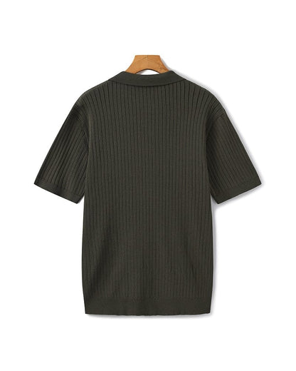 VILLASIMIUS RIB OPEN-COLLAR POLO