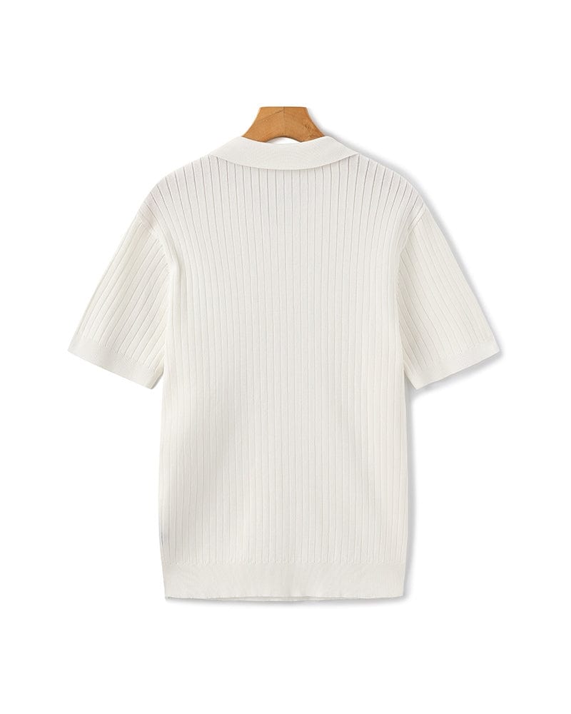VILLASIMIUS RIB OPEN-COLLAR POLO