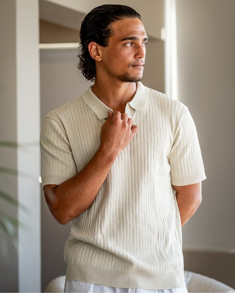 VILLASIMIUS RIB OPEN-COLLAR POLO