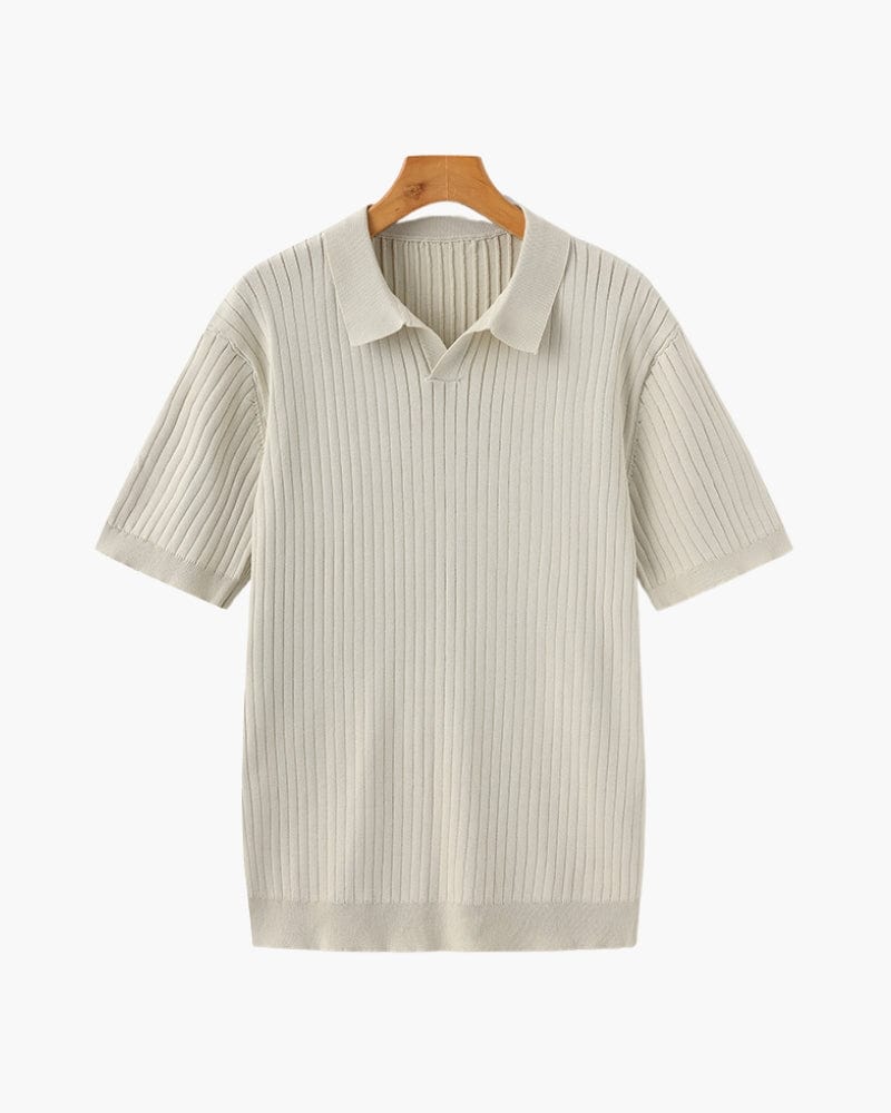 VILLASIMIUS RIB OPEN-COLLAR POLO