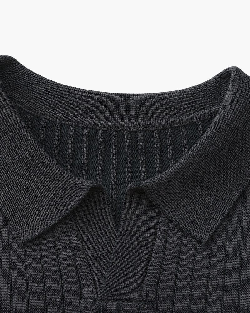 VILLASIMIUS RIB OPEN-COLLAR POLO