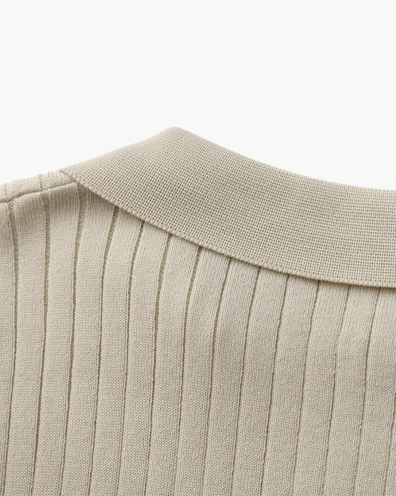 VILLASIMIUS RIB OPEN-COLLAR POLO