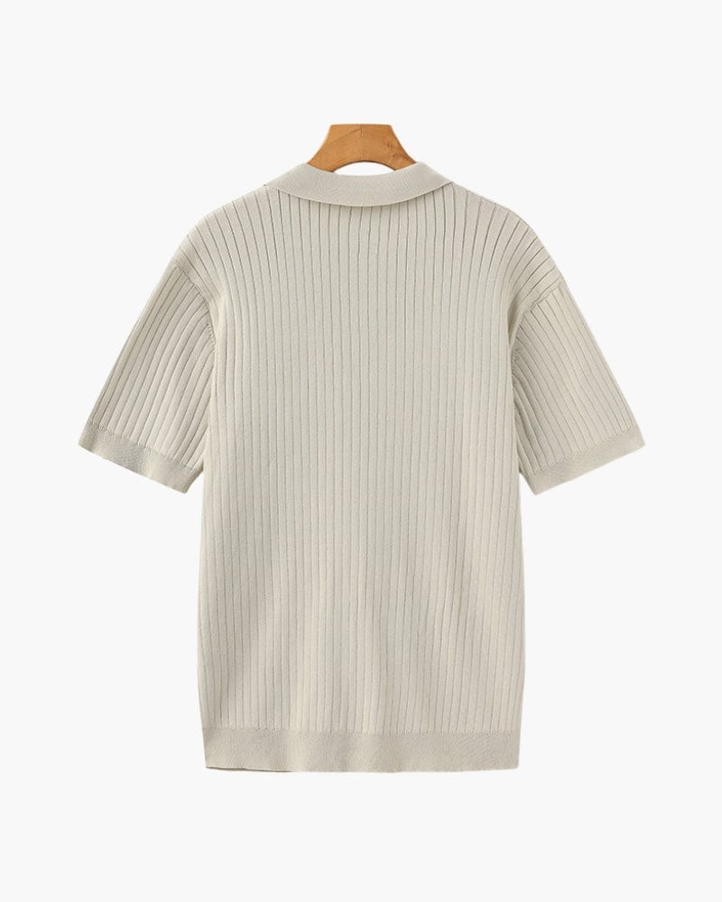 VILLASIMIUS RIB OPEN-COLLAR POLO