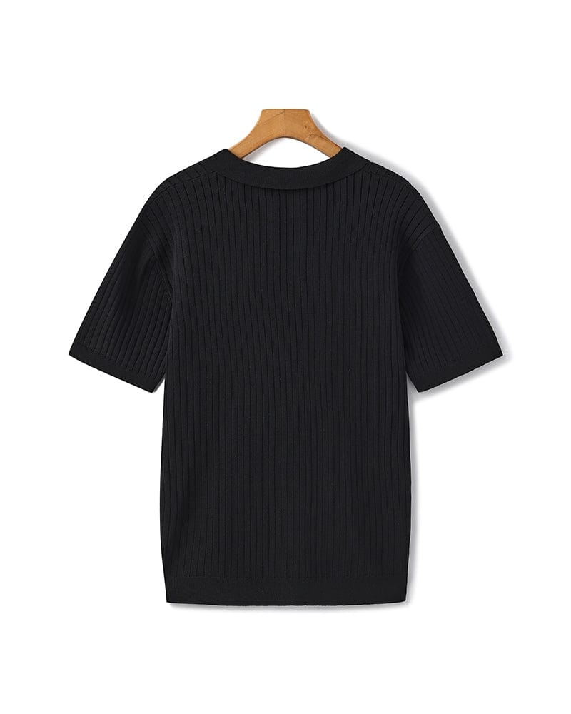 VILLASIMIUS RIB OPEN-COLLAR POLO