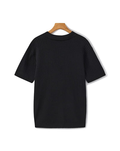 VILLASIMIUS RIB OPEN-COLLAR POLO