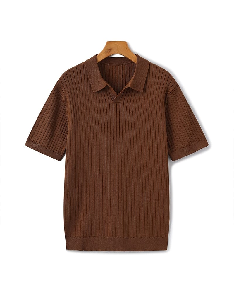 VILLASIMIUS RIB OPEN-COLLAR POLO