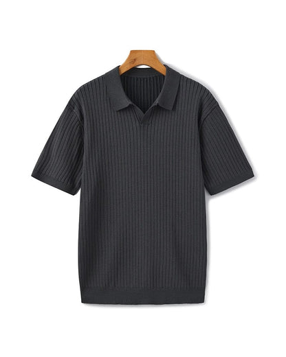 VILLASIMIUS RIB OPEN-COLLAR POLO
