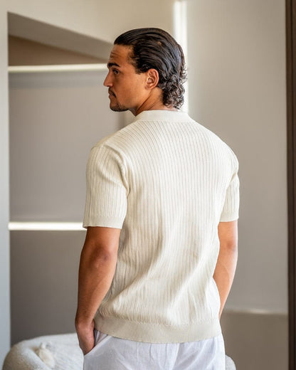 VILLASIMIUS RIB OPEN-COLLAR POLO