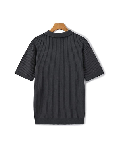 VILLASIMIUS RIB OPEN-COLLAR POLO