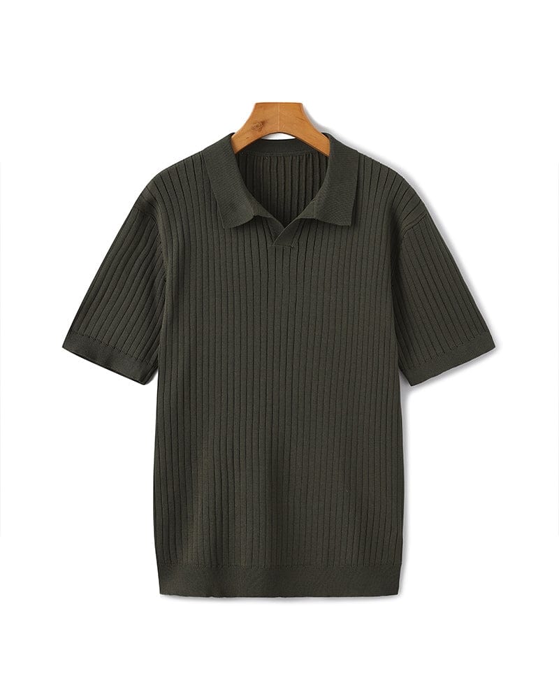 VILLASIMIUS RIB OPEN-COLLAR POLO