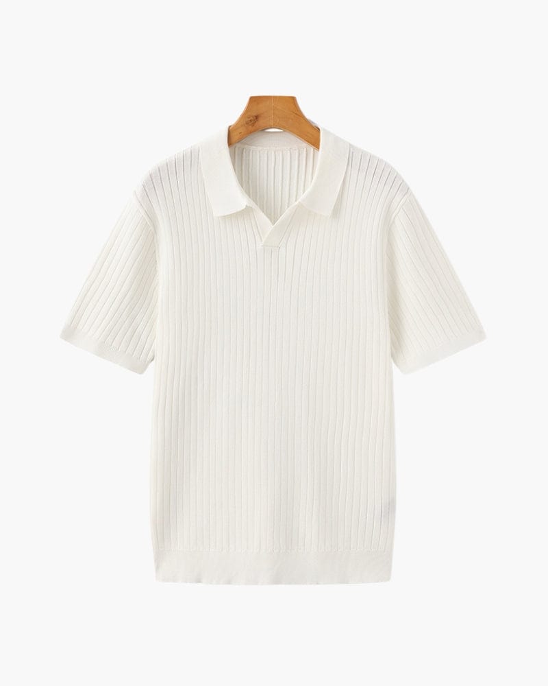VILLASIMIUS RIB OPEN-COLLAR POLO